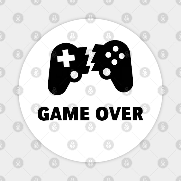 Broken Controller – Game Over (Gamer / Finish / Black) Magnet by MrFaulbaum